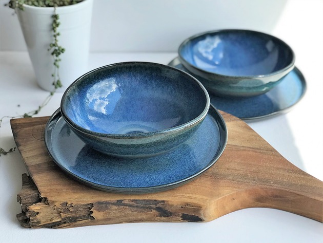 Zestaw ceramiczny talerz plus miska dla dwojga Ceramika Tyka