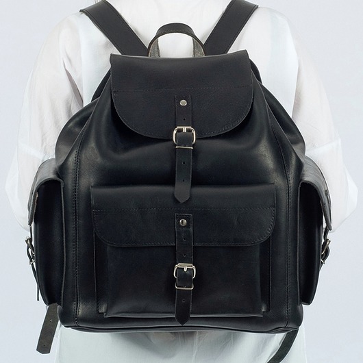 plecaki Plecak Skórzany Czarny Vintage z Kieszeniami  Belveder BR81