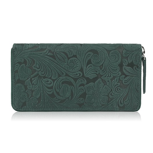 portfele damskie ZIELONY PORTFEL DAMSKI W KWIATY T-08-GR