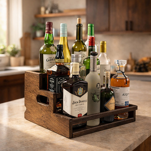 skrzynki, kufry i pudła Przenośny regał John Paddle na butelki z drewna sosnowego z uchwytami - Brown