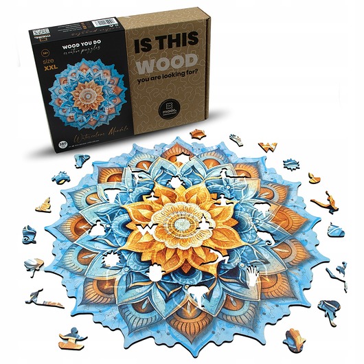 puzzle dla dzieci PUZZLE DREWNIANE NIEBIESKA MANDALA DUŻA 380 XXL