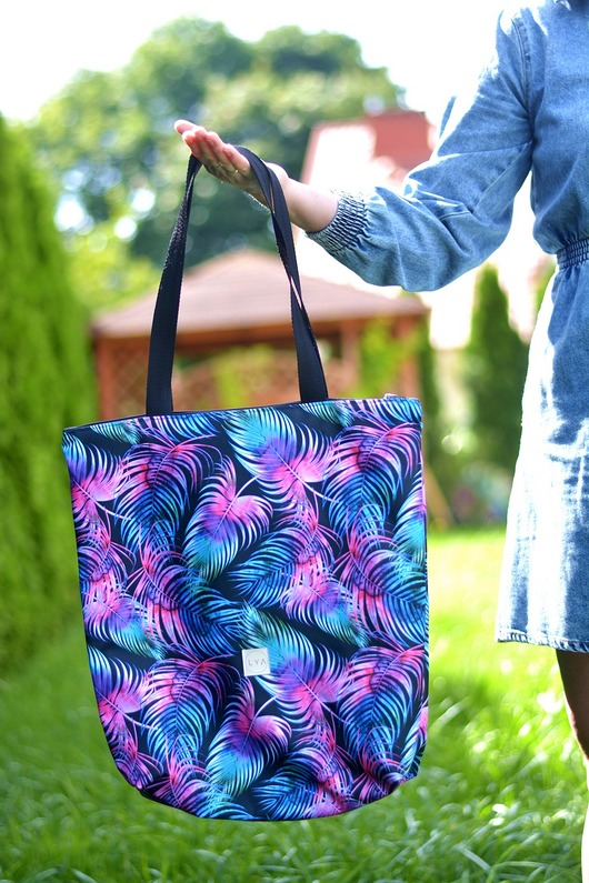torby na ramię Torba shopper na zakupy wodoodporna shopperka tęczowe pióra