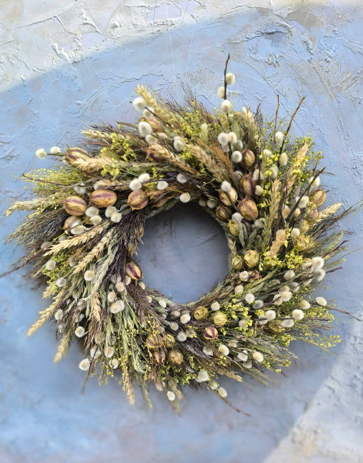 wianki Wianek naturalny, wiosenny, na drzwi lub ścianę