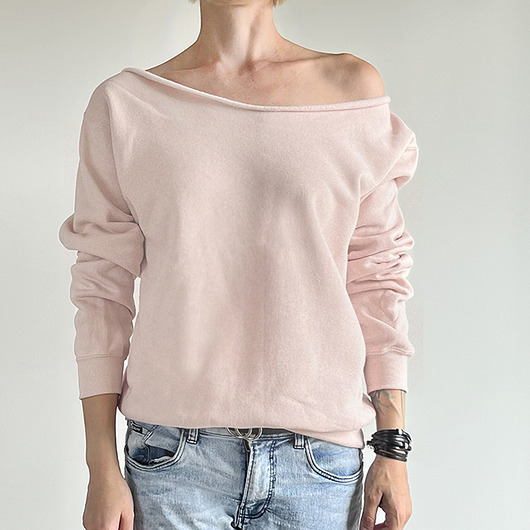 bluza bez kaptura damska Ciepły jasny róż bluza cięta