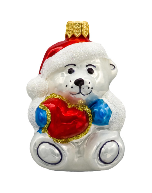 ozdoby choinkowe Bombka choinkowa: Miś polarny w czapce Świętego Mikołaja z sercem