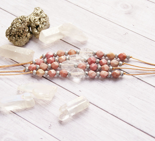 bransoletki z kamieni naturalnych Rodonit, kryształ górski, hematyt - oczyszczenie