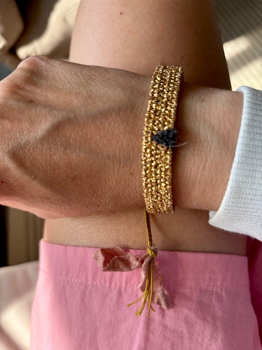 bransoletki na sznurku Tkana bransoletka handmade, z regulacją - złoto