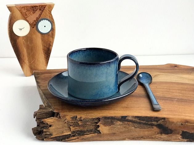 filiżanki Filiżanka ceramiczna ze spodkiem  - Borówka