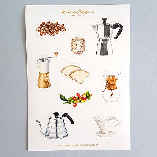 naklejki i wlepy Kawa - naklejki do kalendarza, bullet journal