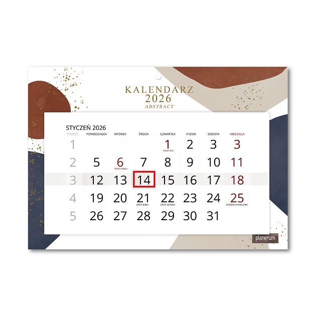 kalendarze i plannery Kalendarz Ścienny Pojedynczy 2026 Abstract A4