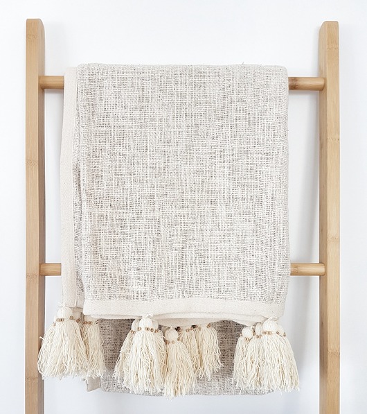 koce i narzuty Bawełniana narzuta z frędzlami