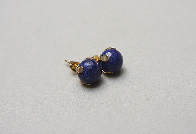 kolczyki z kamieniami Dots - Lapis lazuli - sztyfty