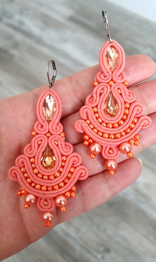 kolczyki soutache Kolczyki sutasz SALMONES