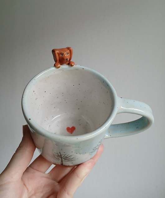 kubki Kubek z jamnikiem i zawieszką, serce