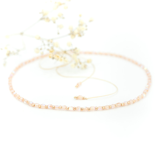 chokery Różowy choker ze szklanych koralików