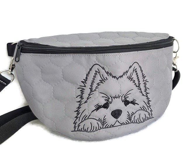 saszetka nerka Nerka szara z pieskiem samojed
