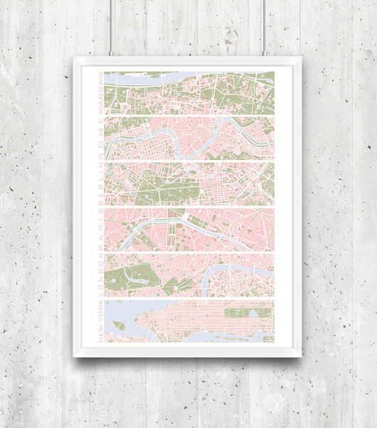 Plakat Six cities - miasta minimalmill