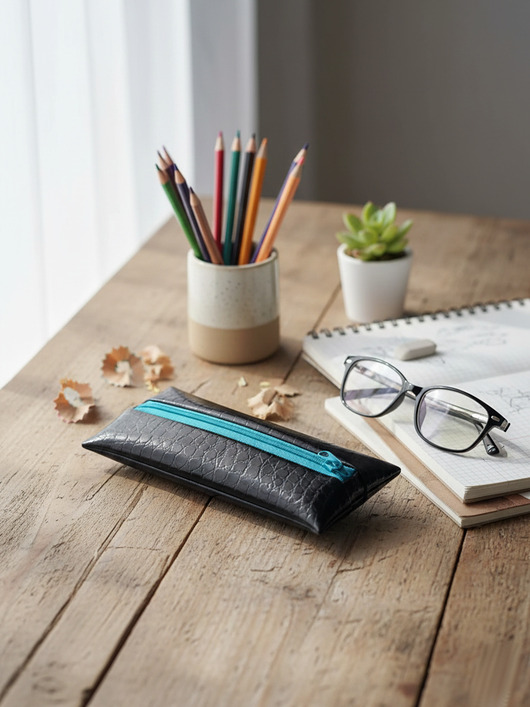 piórniki Mały organizer etui piórnik do torebki ekoskóra czarny OP03s