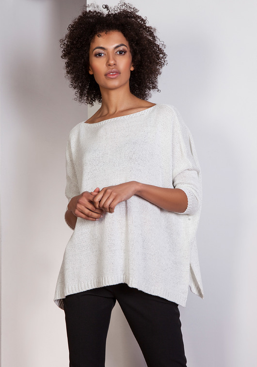 swetry damskie  Sweter oversize, SWE114 ecru