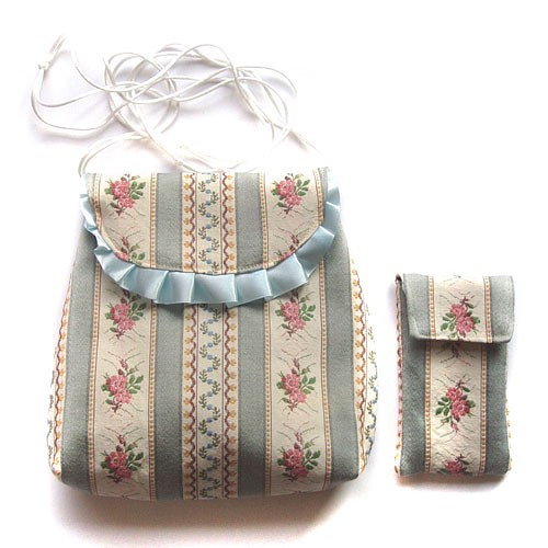 torebka mini + etui  - barokowa w błękicie - elfagado