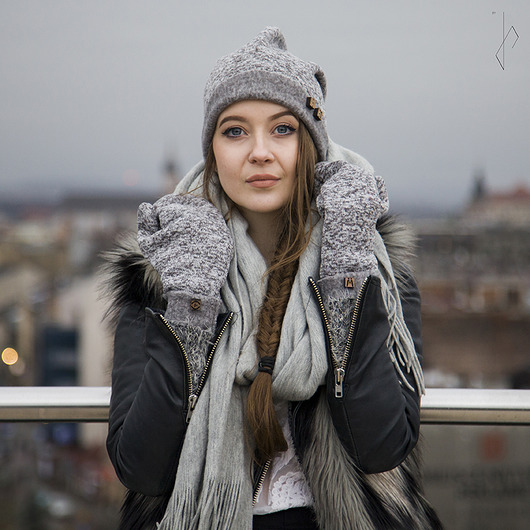 Czapka beanie, z Twoimi inicjałami, szary melanż Byjd