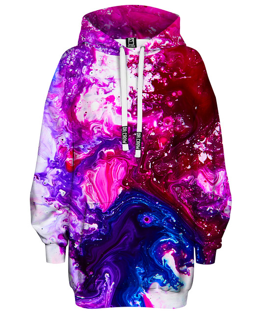 bluza z kapturem damska Bluza Oversize Tunika DR.CROW Akwarel Marble