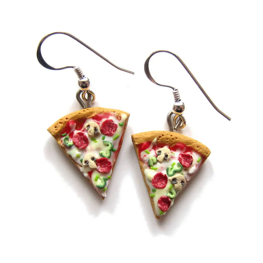 kolczyki z masy plastycznej Wiszące Śmieszne Kolczyki Pizza