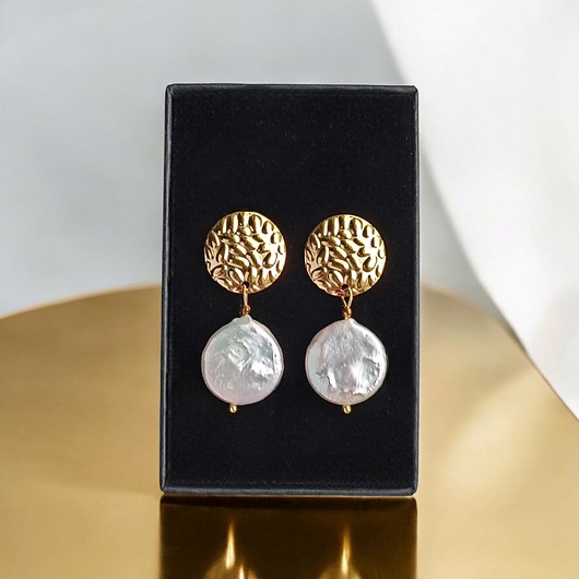 kolczyki z kamieniami Okrągłe perły : kolczyki : wyjątkowy prezent PREMIUM