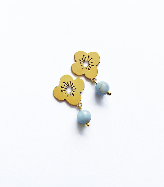 kolczyki pozłacane Kolekcja 70's vibe - Anemone sky - Kolczyki- Sztyfty