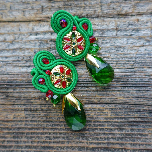 kolczyki soutache Zielone  kolczyki soutache