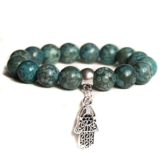 jaspis oceaniczny & hamsa (ręka fatimy) kaktusia