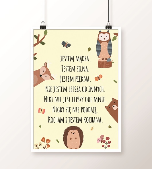 Plakat JESTEM leśne zwierzaki Well Wall