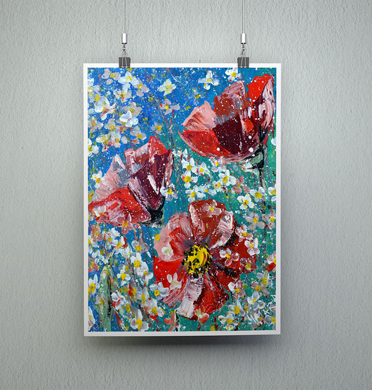 plakaty Plakat "Maki na niebieskim tle"