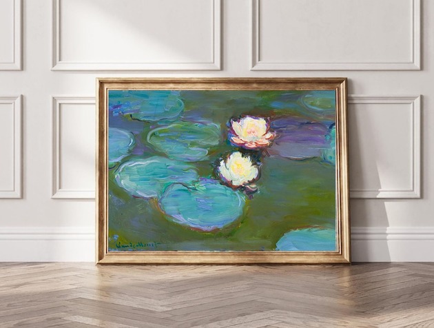 plakaty PLAKAT Monet, nenufary obraz, sztuka ścienna, lilie wodne
