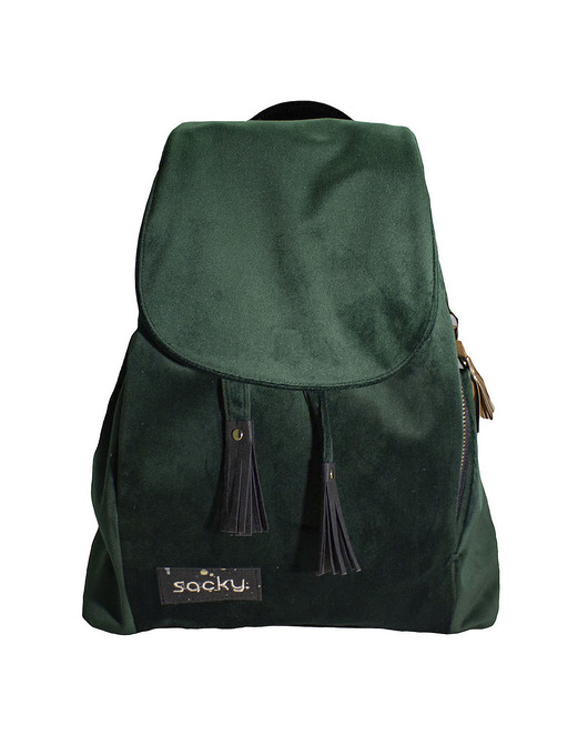 Plecak butelkowa zieleń welur sacky bag