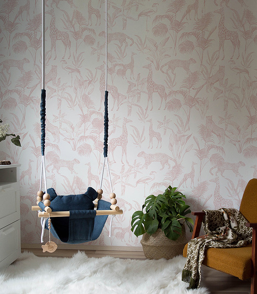 naklejki ścienne do pokoju dziecka Tapeta Safari Pink