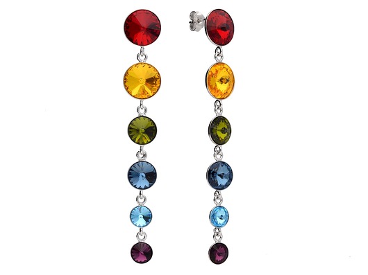 kolczyki swarovski Srebrne kolczyki Swarovski długie wielokolorowe kryształy