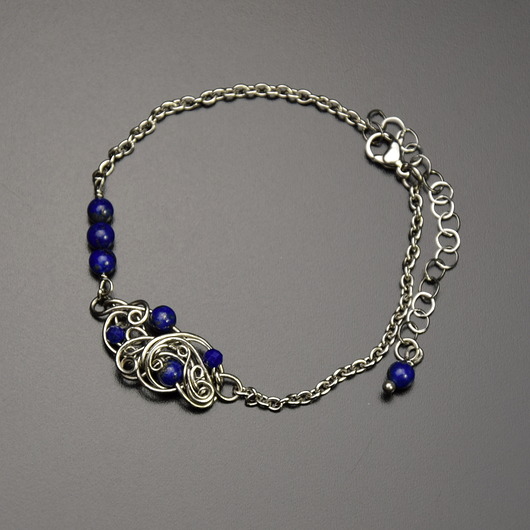 bransoletki wire wrapping Bransoletka lapis lazuli wire wrapping regulowana