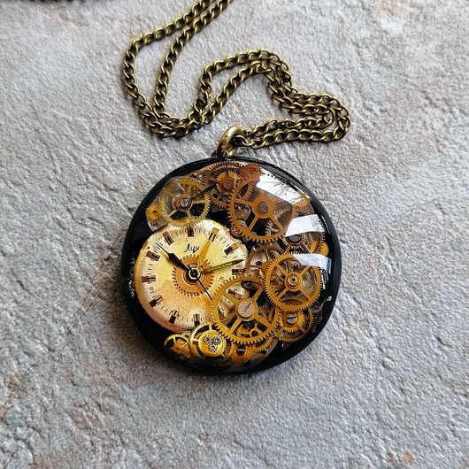 PRECIOUS TIME I - NASZYJNIK STEAMPUNK - Unikat DROBINY CZASU