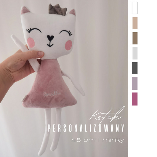 przytulanki dla niemowląt i dzieci Kotek - pamiątka narodzin, chrztu  haft