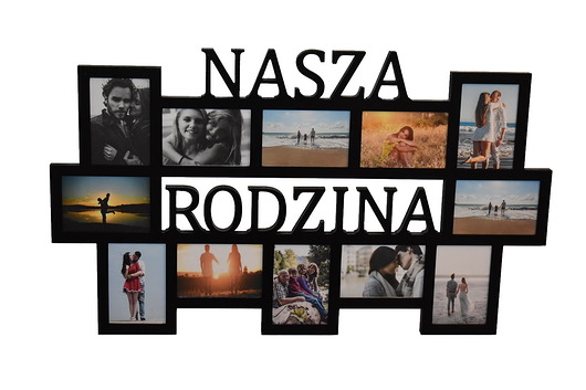 ramki na zdjęcia Multirama ramka na zdjęcia z napisem  Nasza Rodzina 12 zdjęć