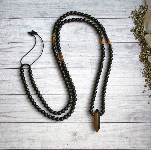 biżuteria męska TYGRYSIE OKO, onyks : długi naszyjnik męski