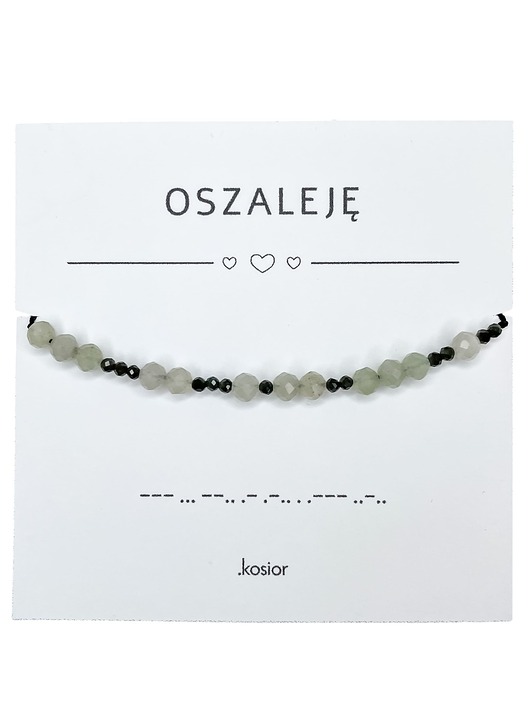 bransoletki na sznurku Oszaleję Bransoletka z alfabetem Morse Awenturyn i Obsydian