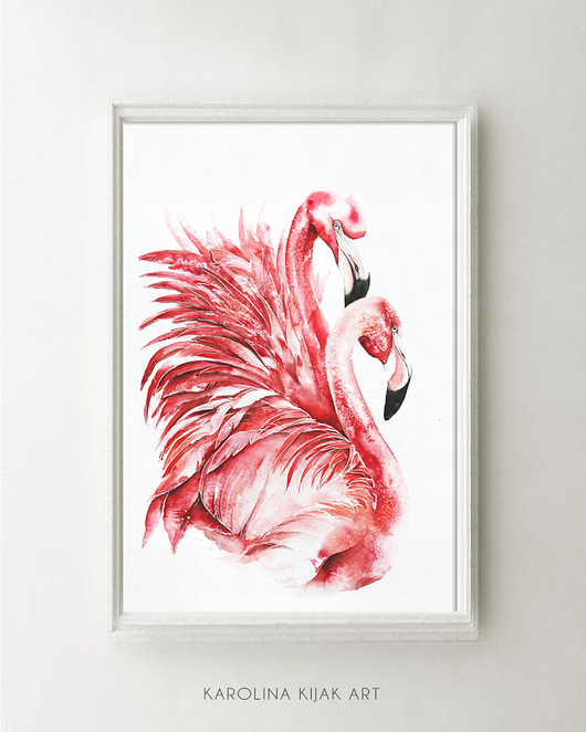 Flamingi różowe - plakat autorski Karolina Kijak