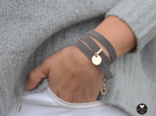 barboleta grey suede gold ring barboleta