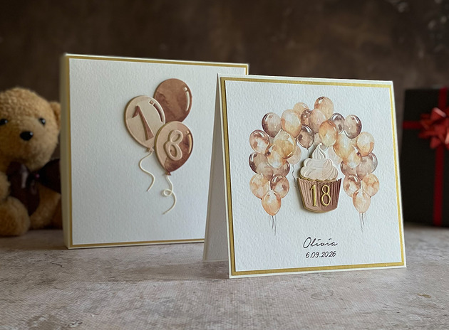 kartki scrapbooking Kartka na 18 urodziny z pudełkiem i kopertą, BH 20A