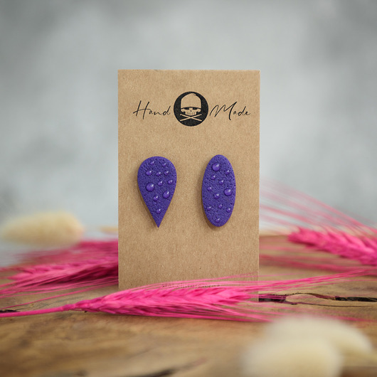 kolczyki z masy plastycznej Kolczyki Nie Do Pary - fioletowe