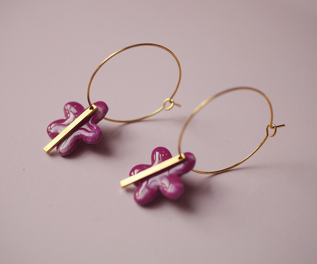 kolczyki z masy plastycznej Lekkie kolczyki z glinek polimerowych na obręczach