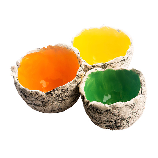 miski i misy Zestaw trzech wiosennych, soczystych miseczek ceramicznych