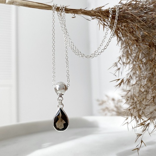 wisiory Srebrny naszyjnik - Dymna kropla
